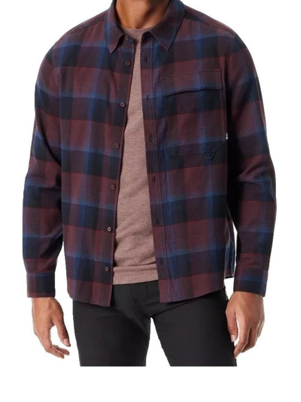 NWOT Bass Outdoor Men's XXL Plaid Button-Up Flannel Shirt  Blue Maroon C0954